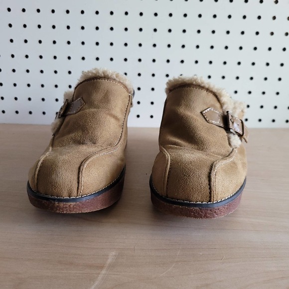 90s Y2k Suede Clog Mules Sherpa Buckle Size 9 - Picture 6 of 8